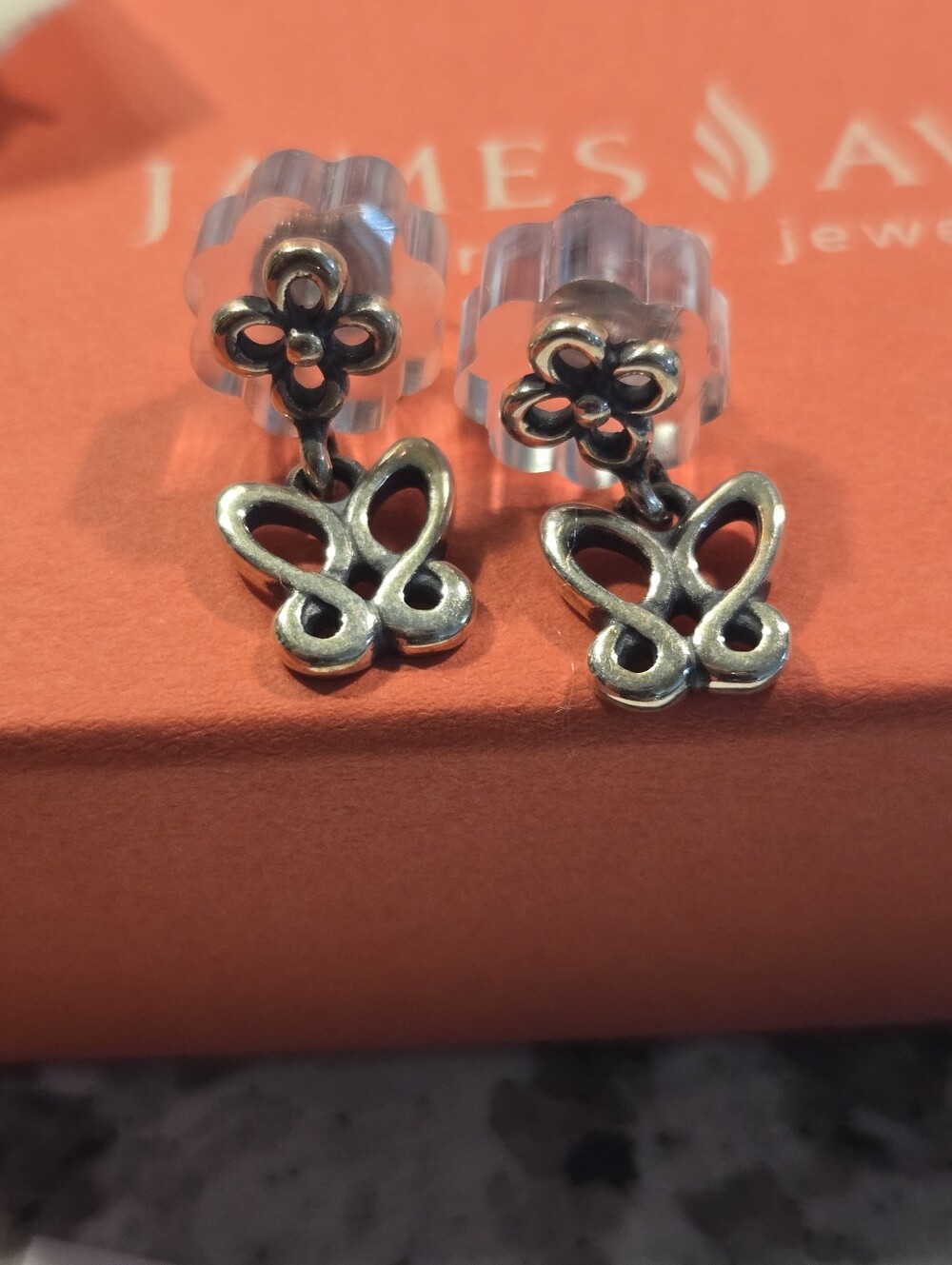 James Avery DFA Flower Butterfly Ear Post NEW UNUSED